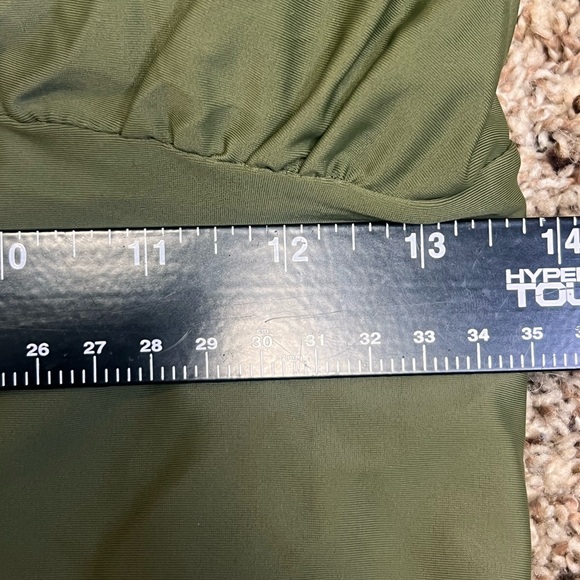 Cupshe Swimsuit One Piece Low Cut Adjustable Straps Lacey Accents Olive Green - Picture 7 of 11